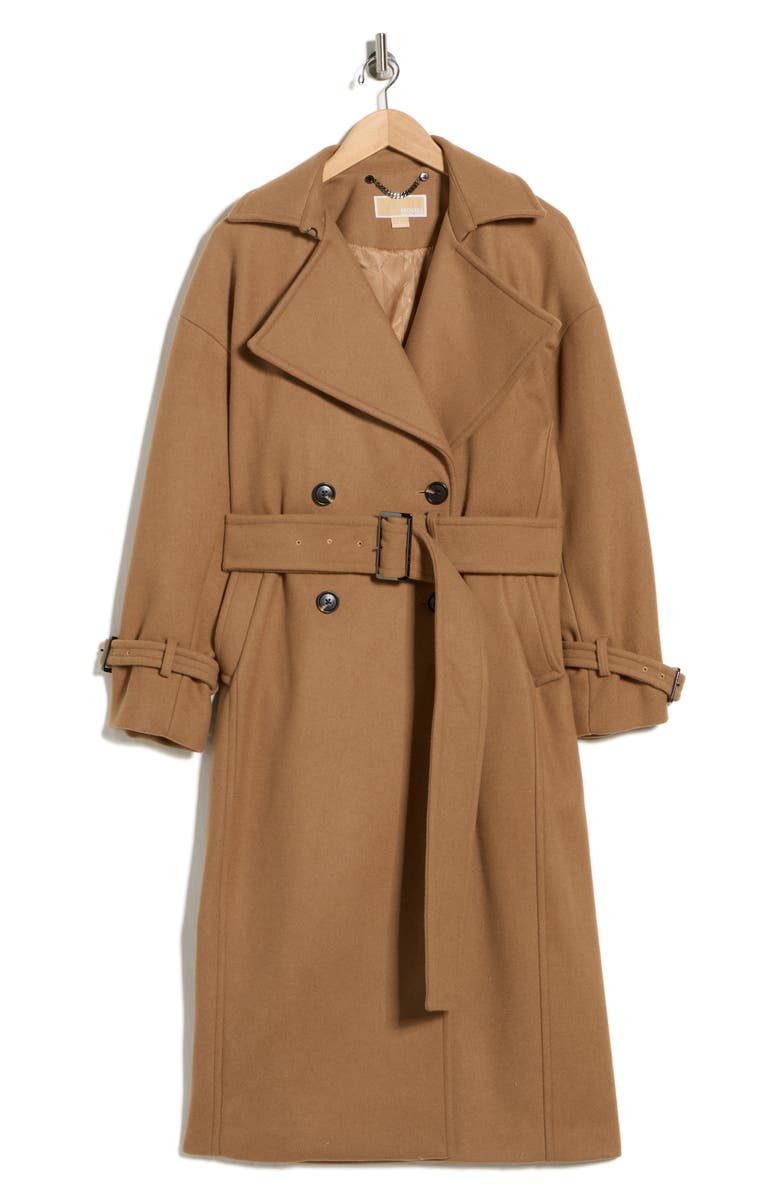 Michael Kors Double Breasted Maxi Coat, Alternate, color, Dark Camel