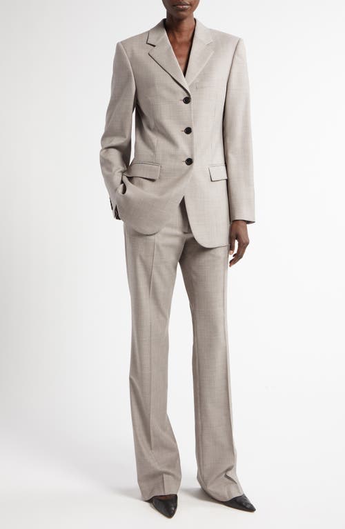 Shop The Row Diane Wool Crepe Straight Leg Pants In Beige Melange