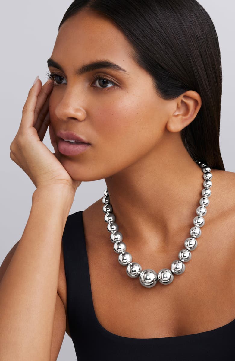 LAGOS Caviar Bubbly Graduated Bead Long Necklace, Alternate, color, Sterling Silver