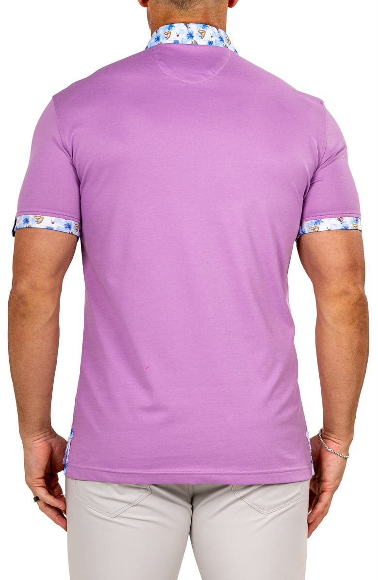 Maceoo Newton Marthyr0031 Purple Button-Down Piqué Polo, Alternate, color, Purple