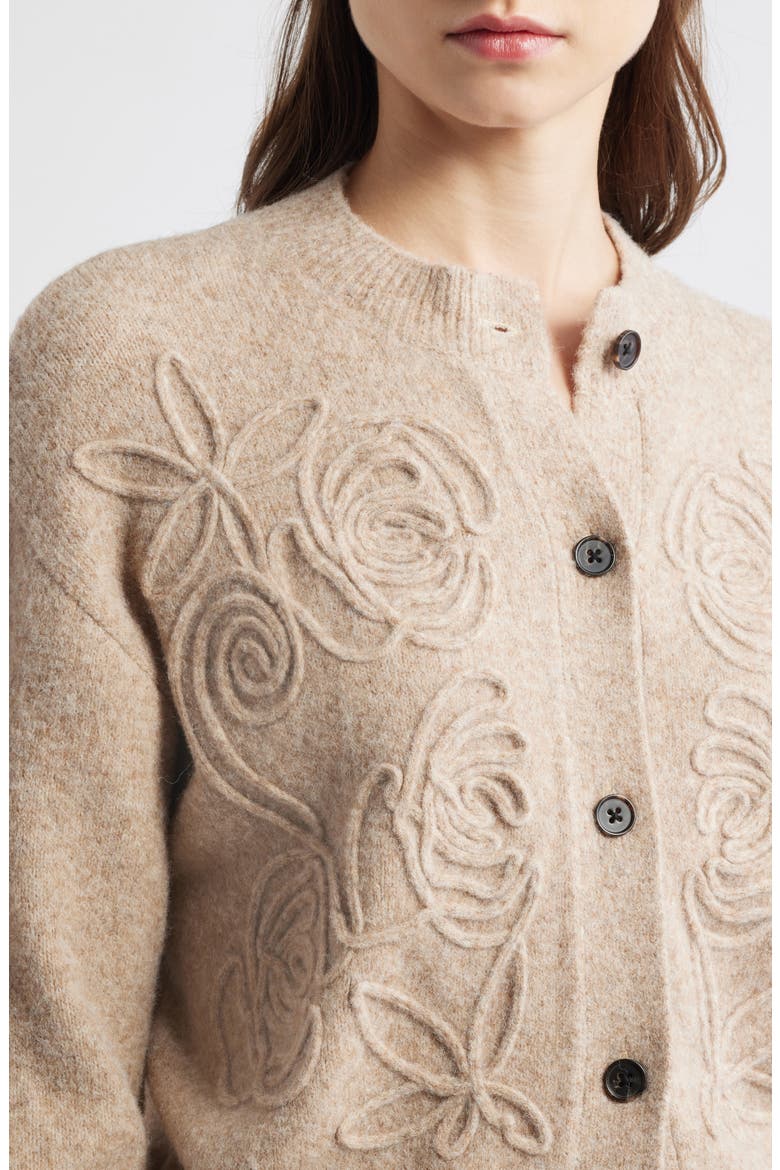 Coralle Soutache Trim Cardigan, Alternate, color, SAND