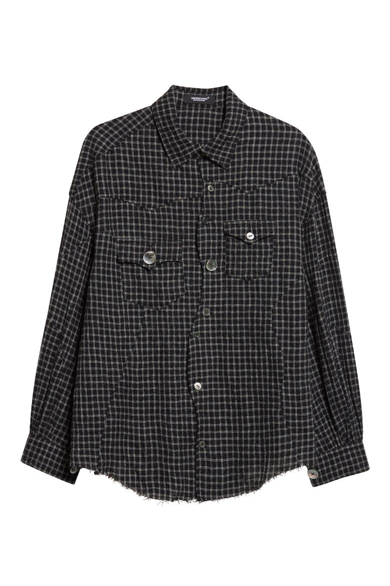 Check Wool Blend Button Up Shirt, Alternate, color, BLACK CHECK