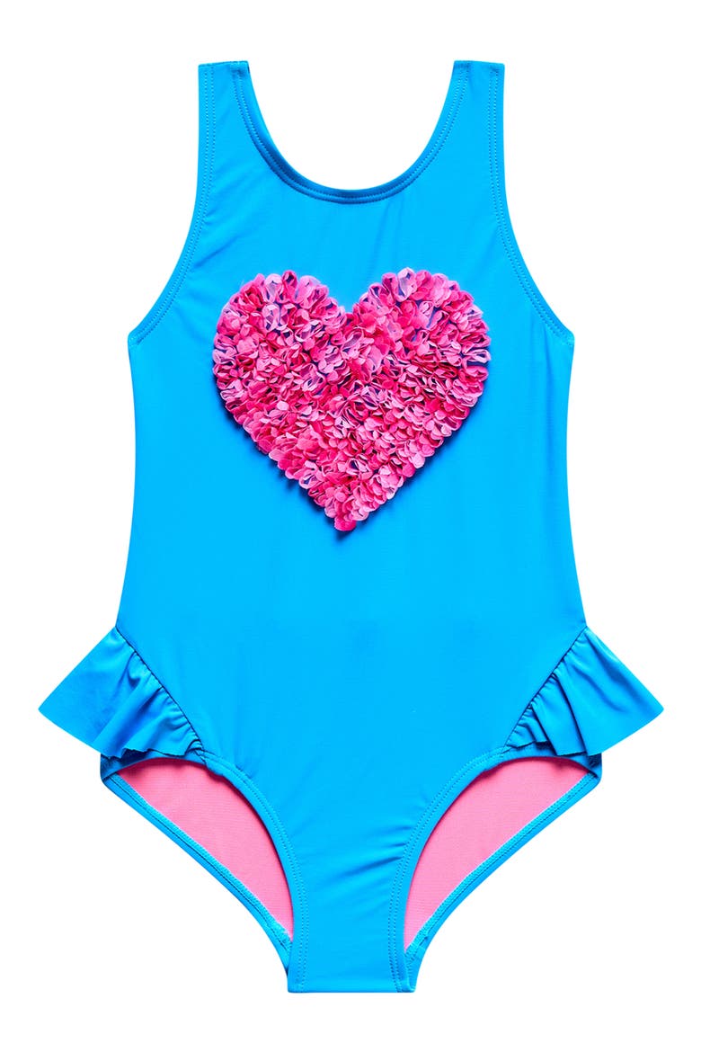 Kids' Ruffle One-Piece Swimsuit, Main, color, BLUE HORIZON