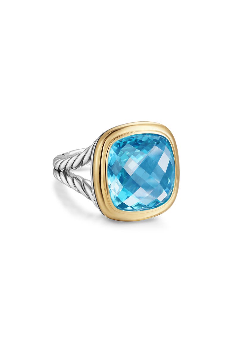 Albion® Ring in Sterling Silver with 18K Yellow Gold & Blue Topaz, 15mm, Main, color, BLUE TOPAZ