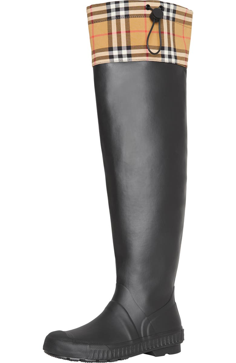 Burberry Freddie Tall Waterproof Rain Boot, Alternate, color,