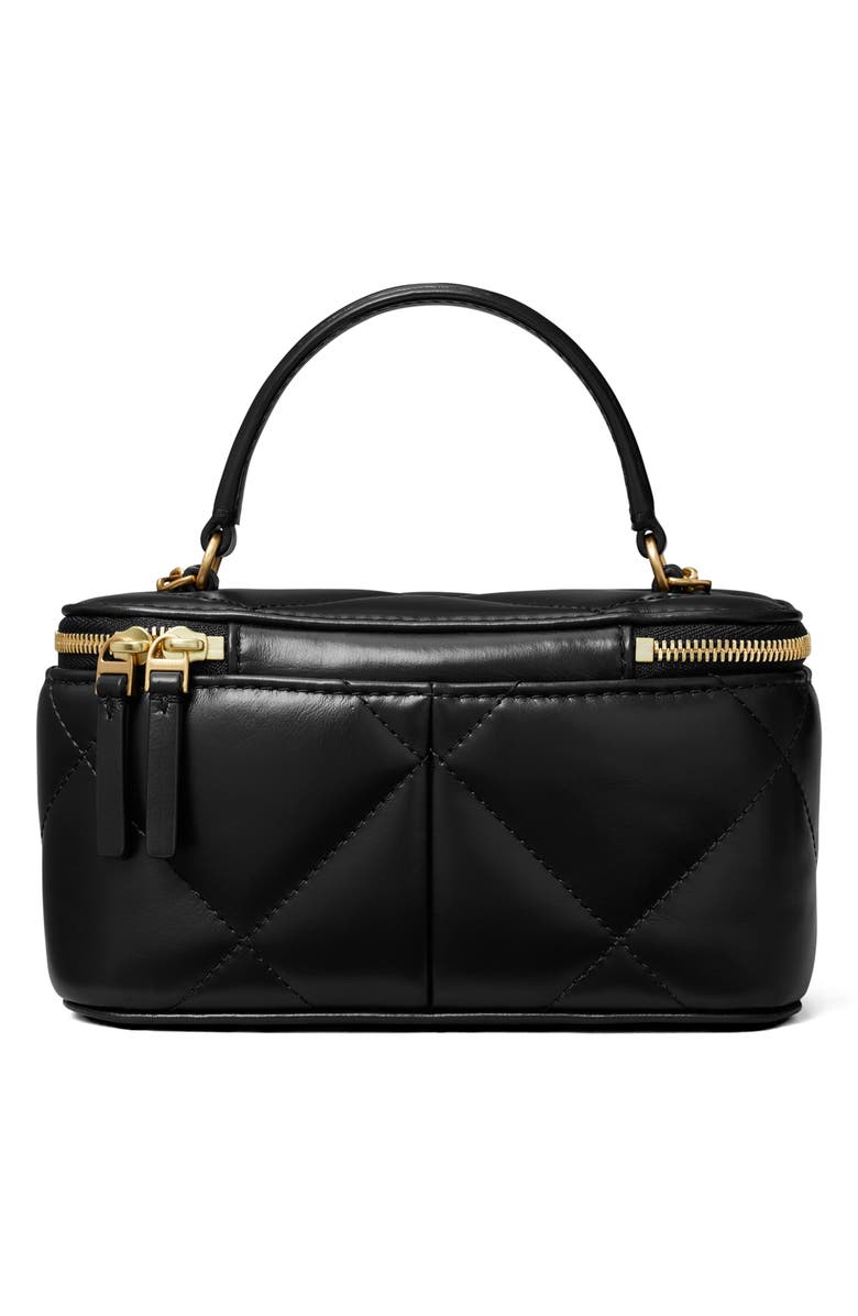 Tory Burch Kira Charm Diamond Quilted Leather Vanity Train Case, Alternate, color, 