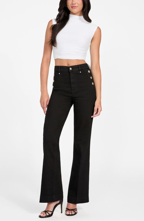 Guess New Faye High Waist Flare Leg Sailor Jeans In Black