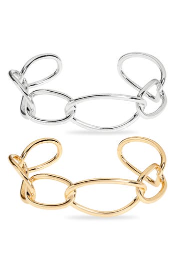 Tasha Set Of 2 Link Cuff Bracelets In Metallic