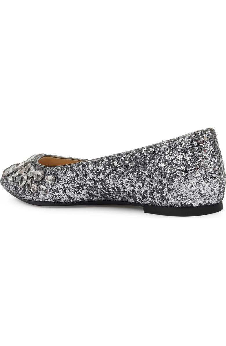 Jewel Badgley Mischka Ulanni Embellished Pointed Toe Glitter Flat, Alternate, color,