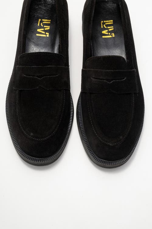 Forever & Always Shoes Bree Platform Penny Leather Loafer In Black