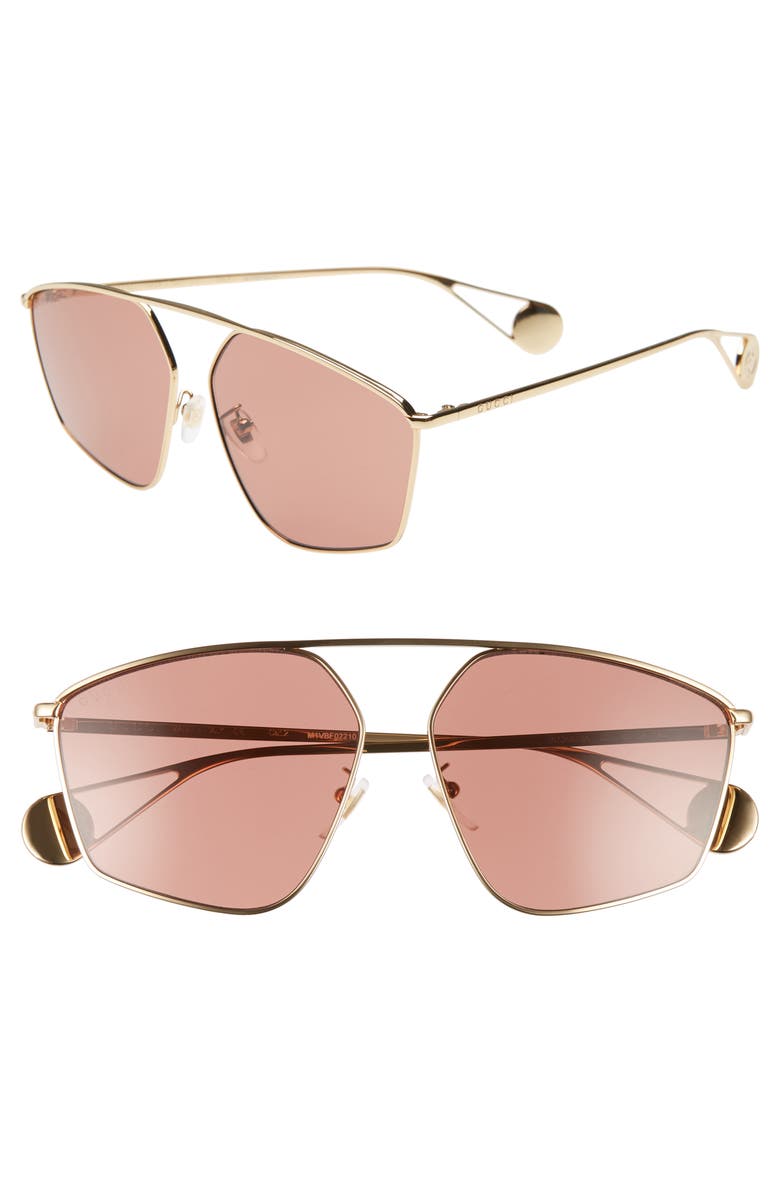 Gucci 60mm Aviator Sunglasses, Main, color, 