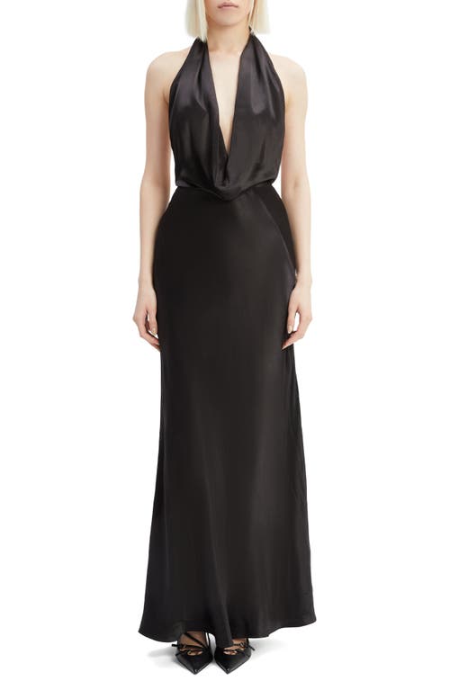 Bardot Cowl-neck Backless Maxi Dress In Black