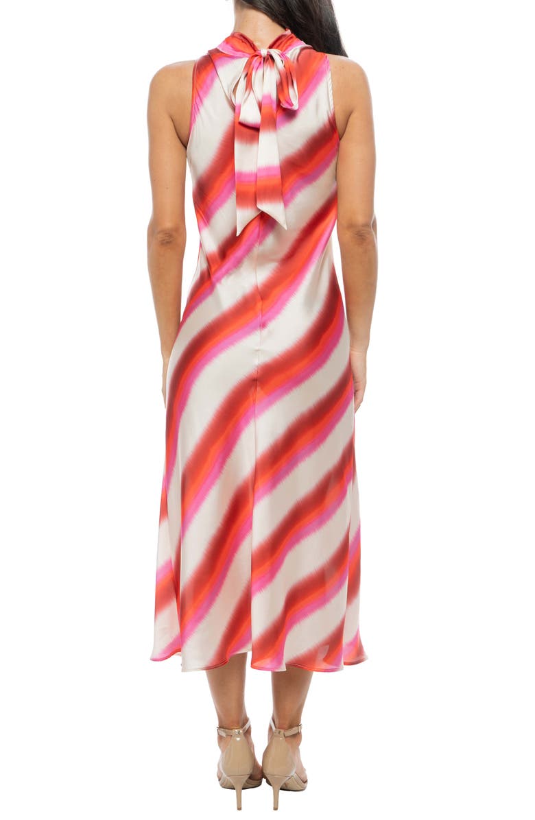 Isaac Mizrahi New York Funnel Neck A-Line Midi Dress, Alternate, color, Red/ White