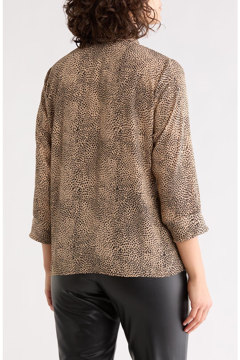 Tie Neck Three-Quarter Sleeve Top, Alternate, color, TAUPE