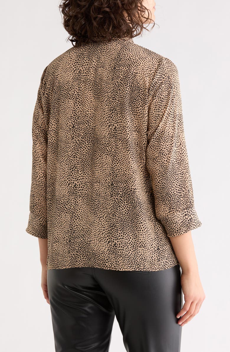 Renee C Tie Neck Three-Quarter Sleeve Top, Alternate, color, Taupe