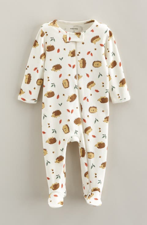 Print Zip Cotton Footie (Baby)