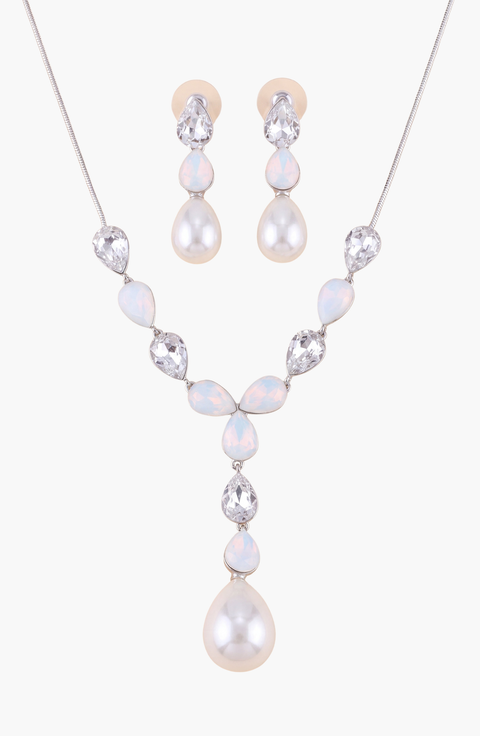 Pearl Drop Necklace and Earrings Set