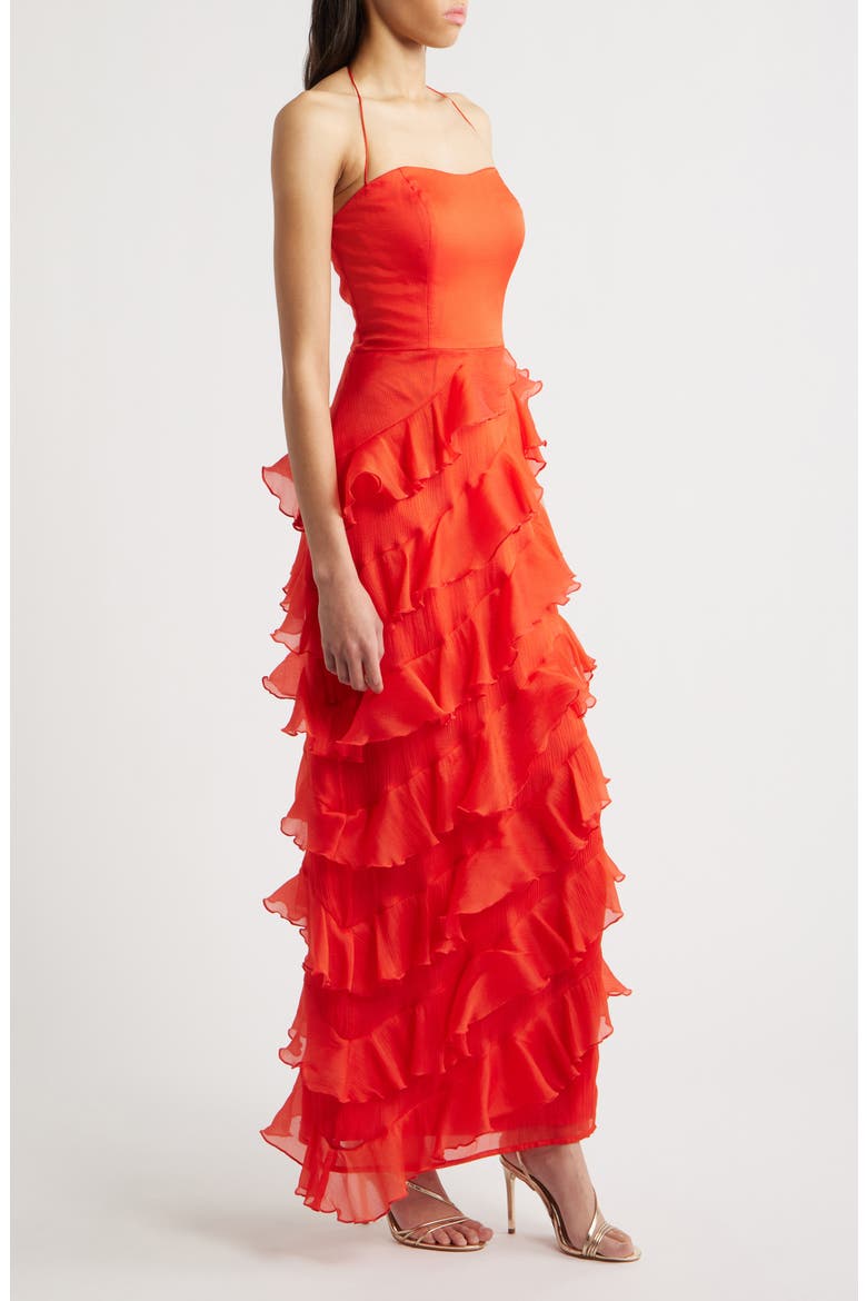 Ruffle Maxi Dress, Alternate, color, CHERRY