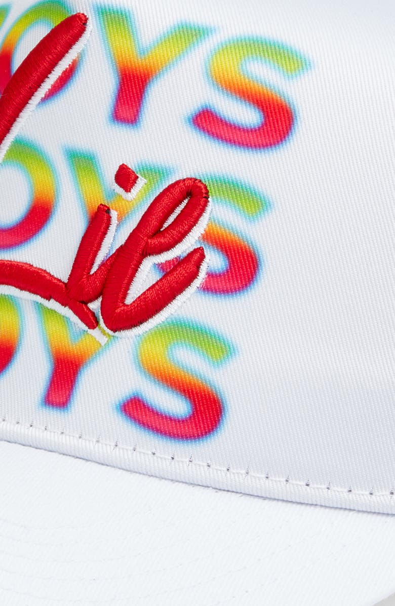 BOYS LIE Boys Boys Boys Trucker Hat, Alternate, color, White