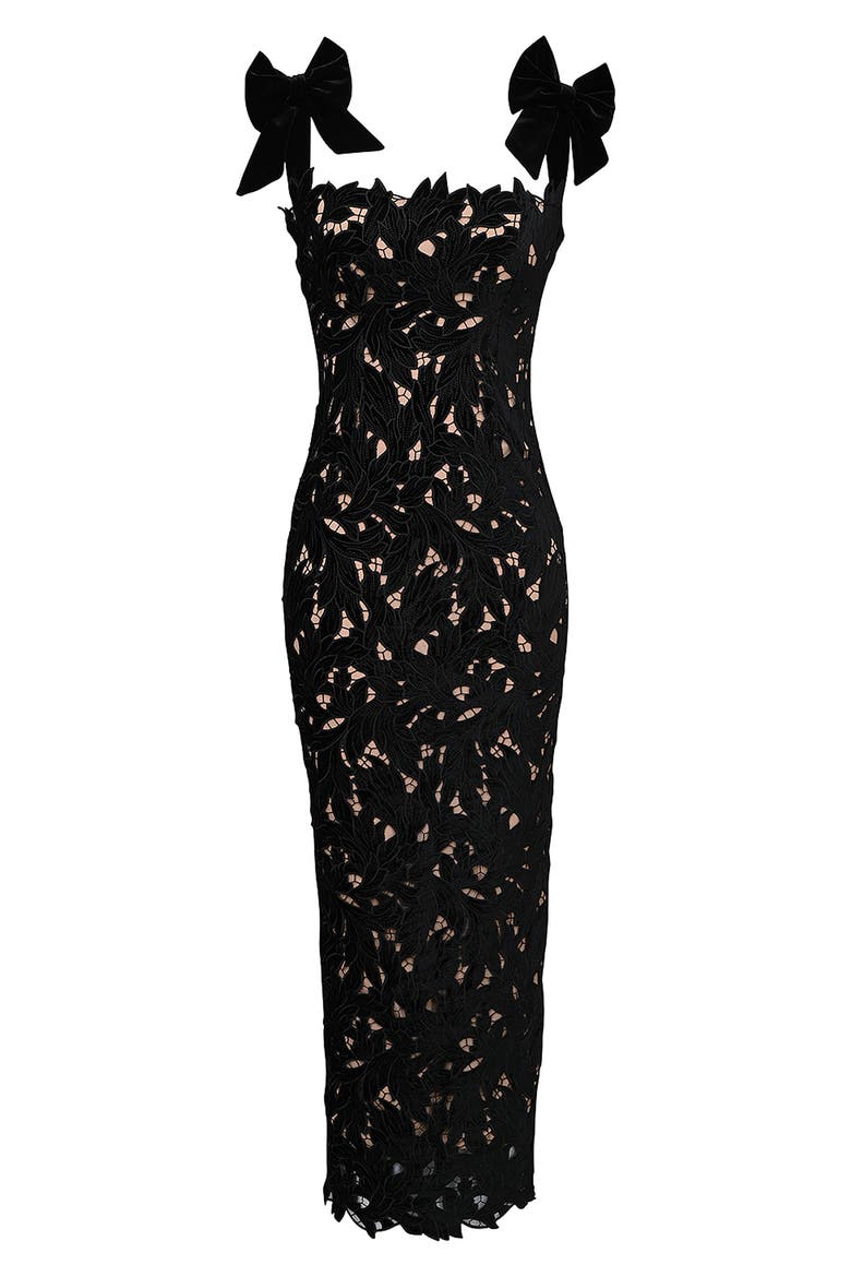 Tiff Velvet Lace Body-Con Gown, Alternate, color, BLACK