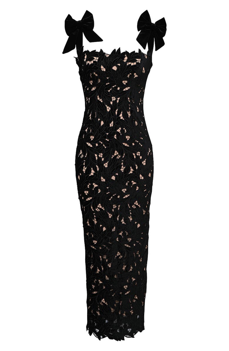 HOUSE OF CB Tiff Velvet Lace Body-Con Gown, Alternate, color, Black