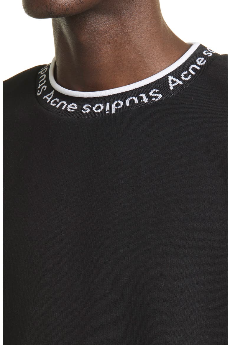 Men's Fulton Logo Rib Crewneck Sweatshirt, Alternate, color, BLACK