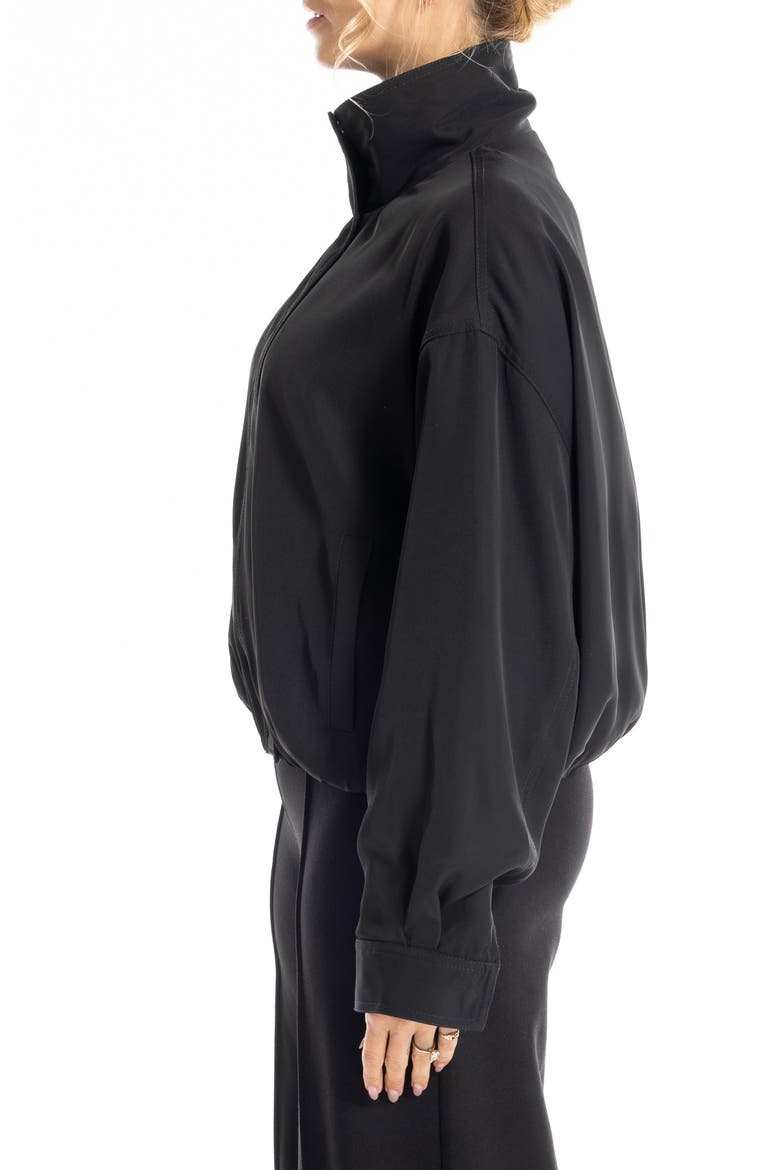 Bubble Hem Bomber Jacket, Alternate, color, BLACK