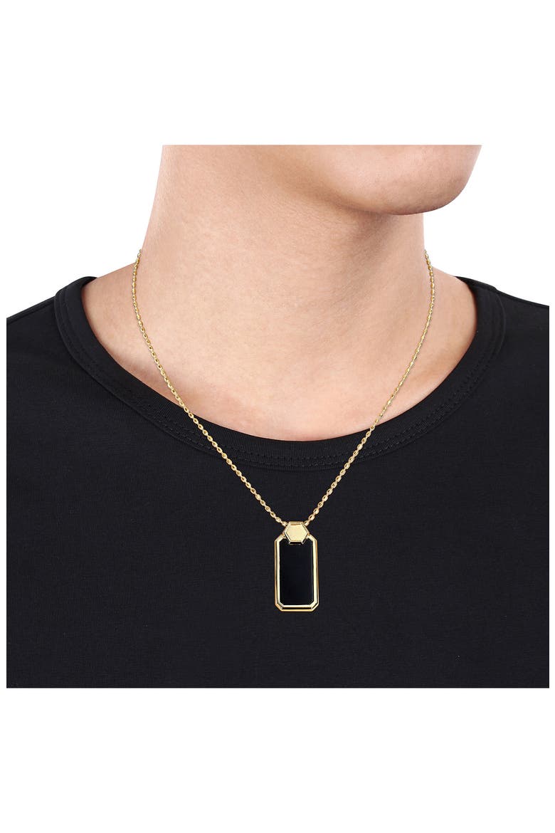 Onyx Geometric Dog Tag Pendant Necklace, Alternate, color, BLACK
