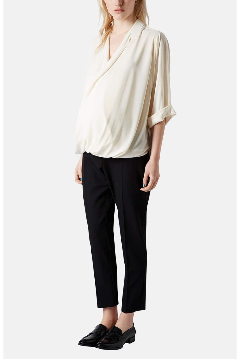 Formal Drape Front Maternity Blouse, Alternate, color, CREAM