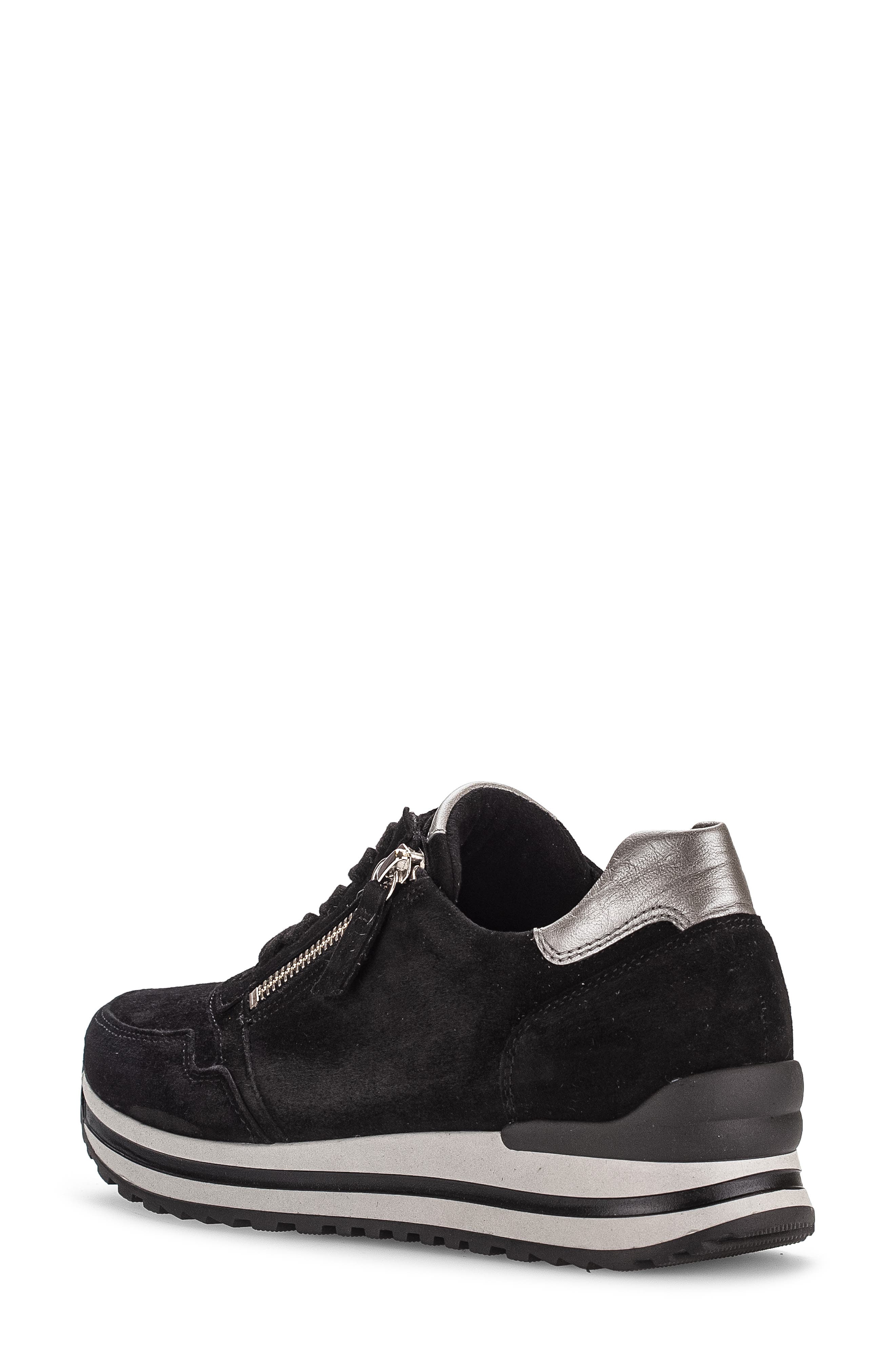 Gabor Zip Sneaker, Alternate, color, Black