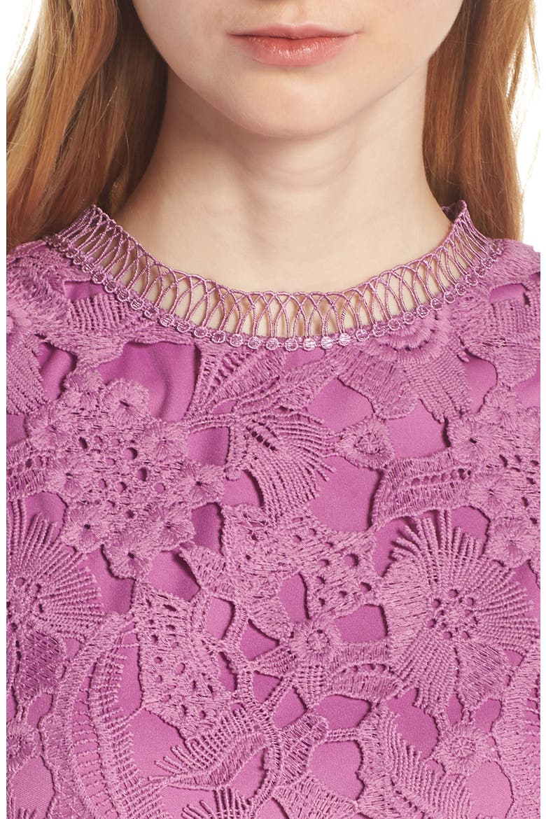 Lace Sheath Dress, Alternate, color, MULBERRY