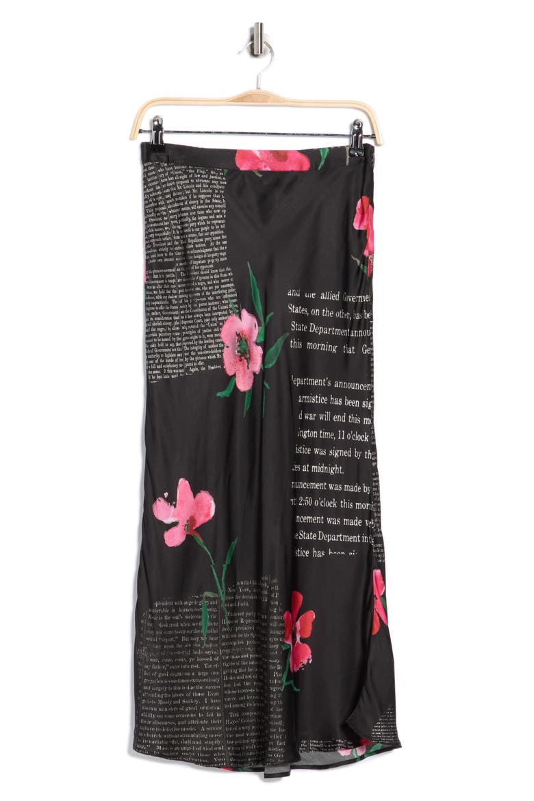 Floral Woven Maxi Skirt, Alternate, color, BLACK