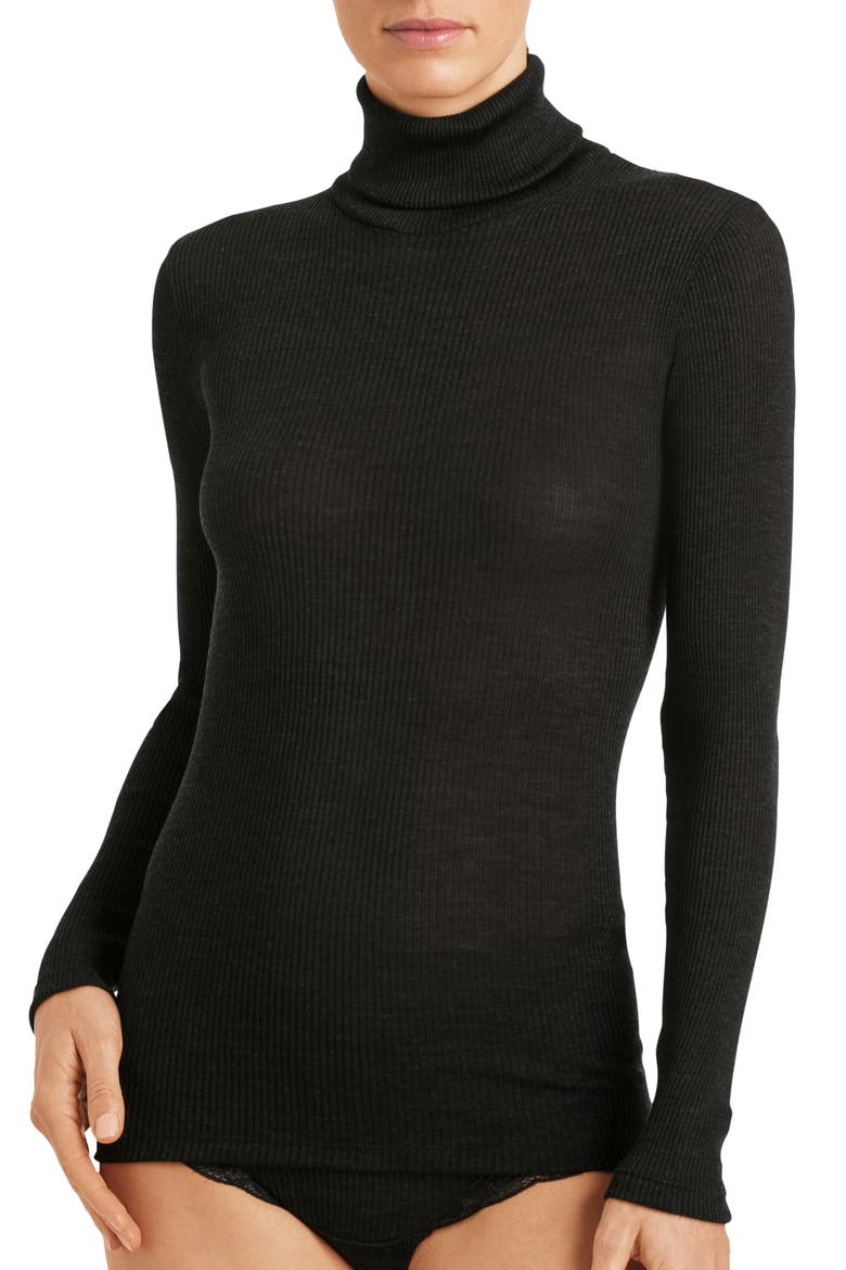 Karla Seamless Wool & Silk Turtleneck Top, Main, color, PHANTOM