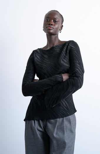 Topshop Slash Neck Long Sleeve Top