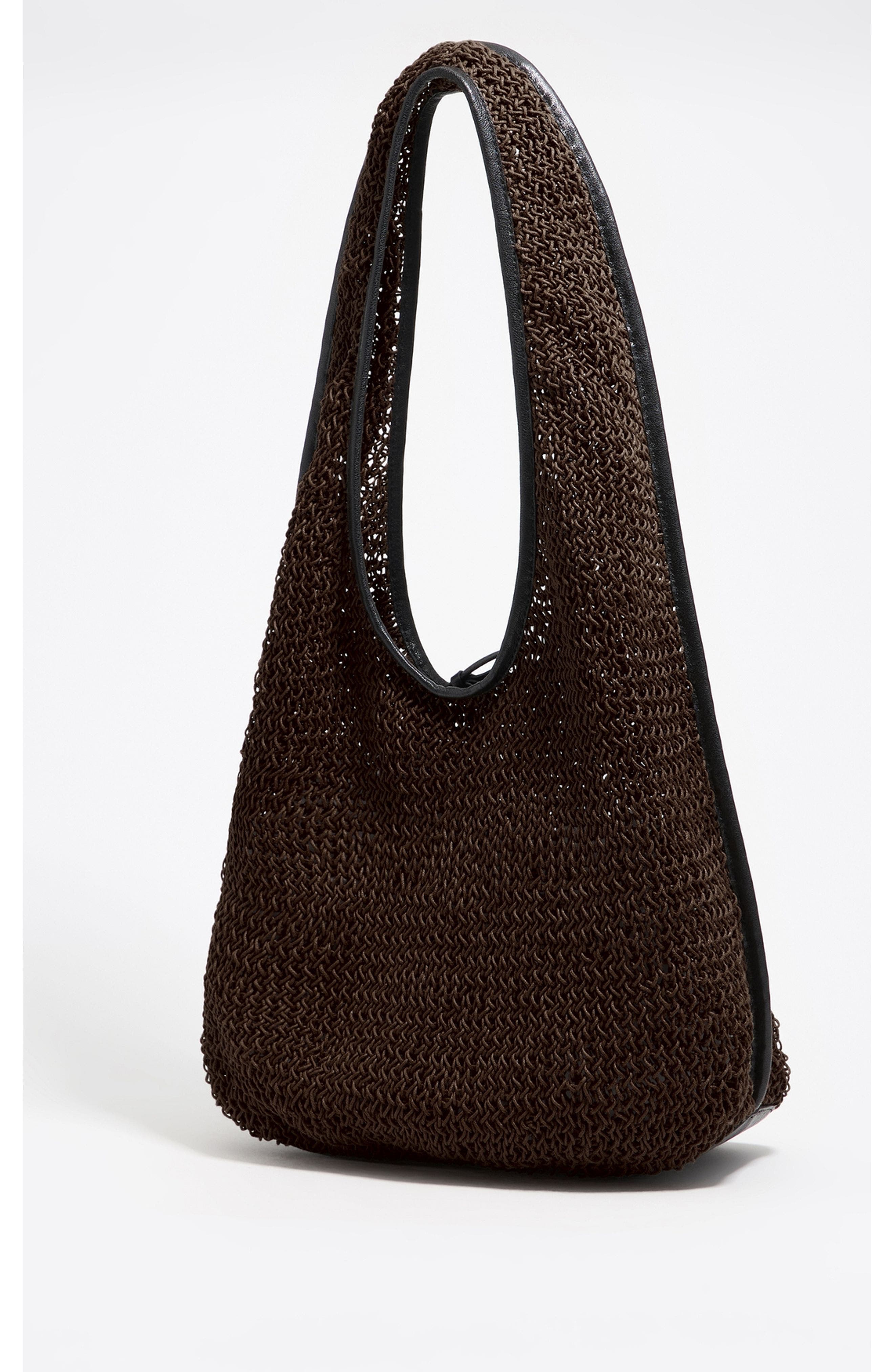 Bimba y Lola Plaited Paper Shoulder Bag, Alternate, color, Chocolate