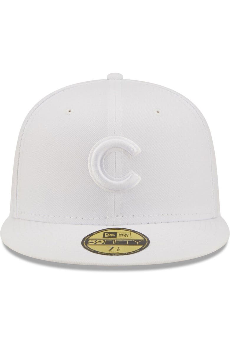 Men's New Era Chicago Cubs White on White 59FIFTY Fitted Hat, Alternate, color, White