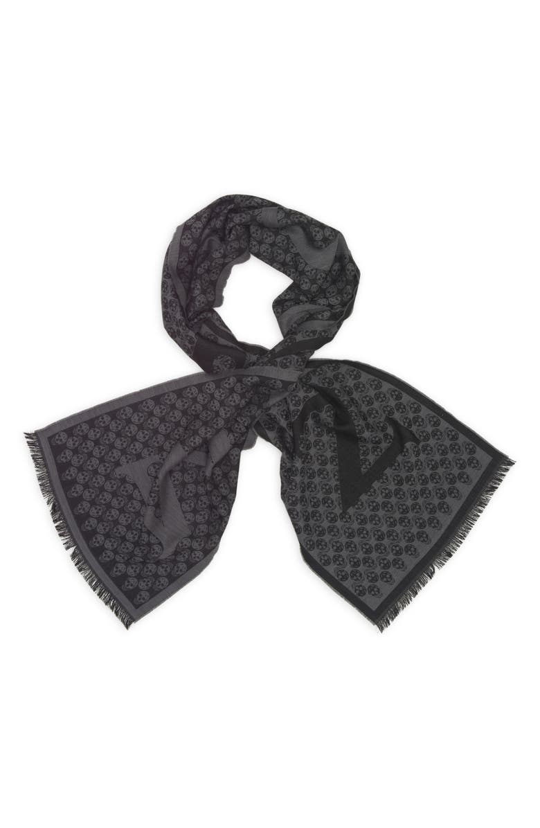 McQueen Multilogo Wool Scarf, Alternate, color, Grey/ Dark Grey