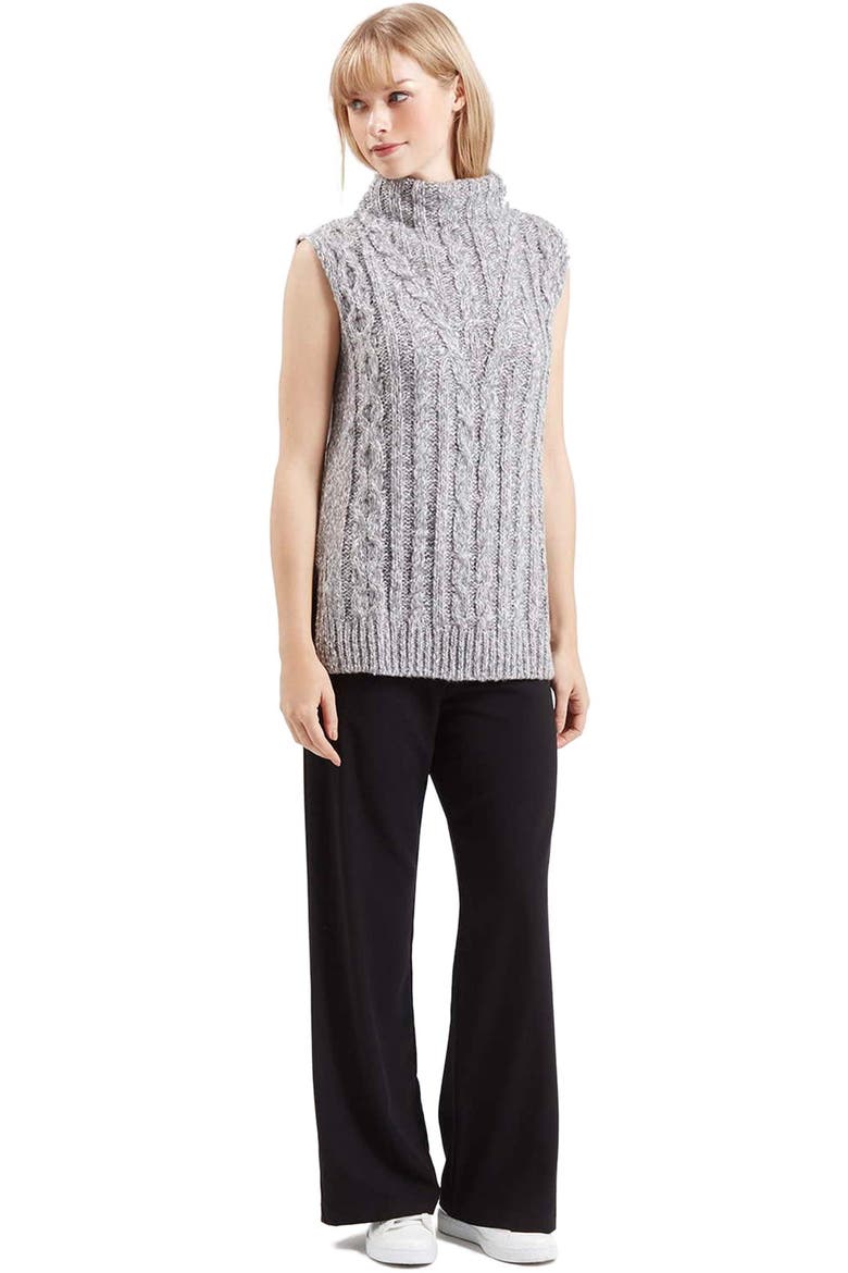 Cable Knit Tabard Sweater, Alternate, color, LIGHT GREY