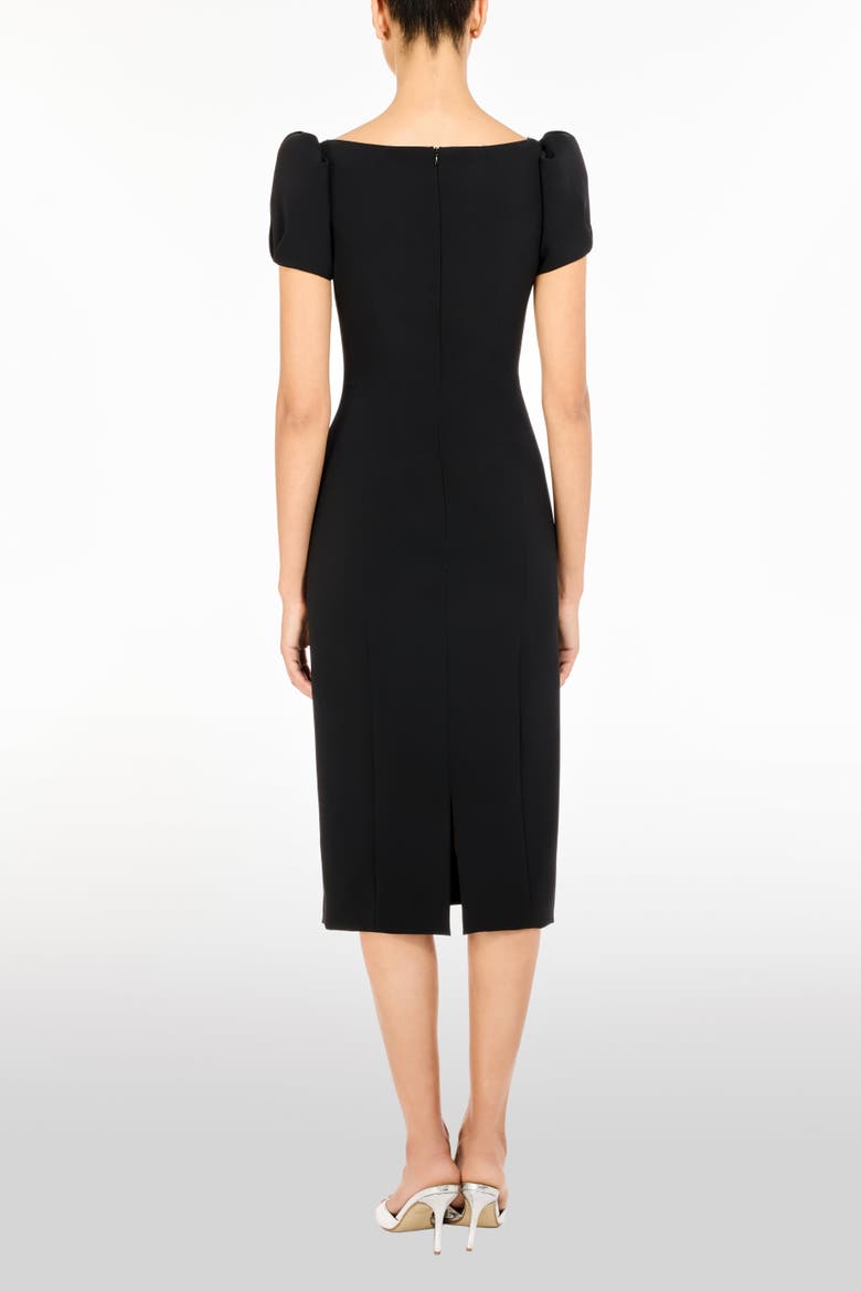Vienna Embellished Puff-Sleeve Midi Dress, Alternate, color, Liquorice