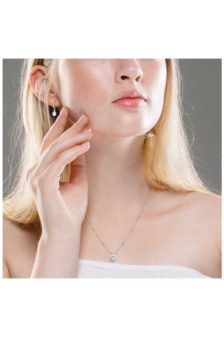 Lab Grown Moissanite Pendant Necklace & Drop Earrings Set, Alternate, color, SILVER