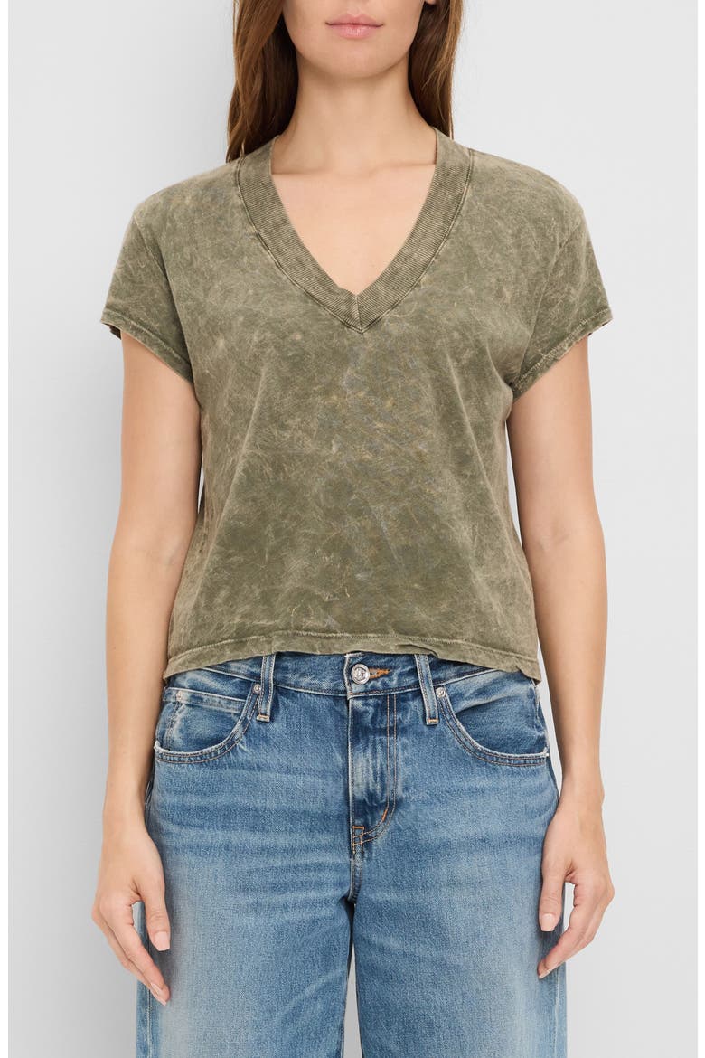 Harlan Cropped V-Neck T-Shirt, Main, color, CAPER