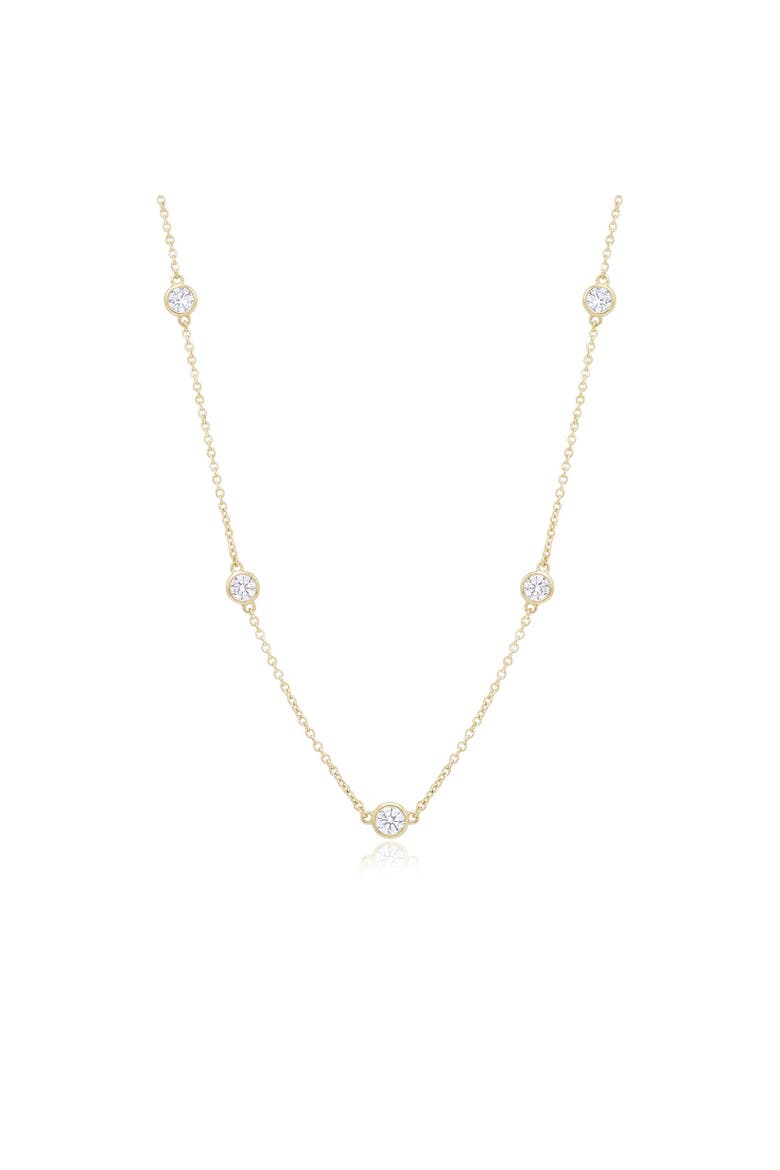 Long CZ Station Chain Necklace, Main, color, Gold Plated Sterling Silver