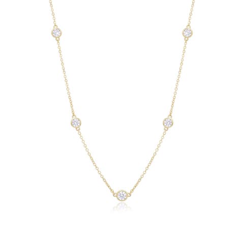 Long CZ Station Chain Necklace