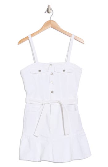7 For All Mankind Flounce Hem Denim Minidress In White