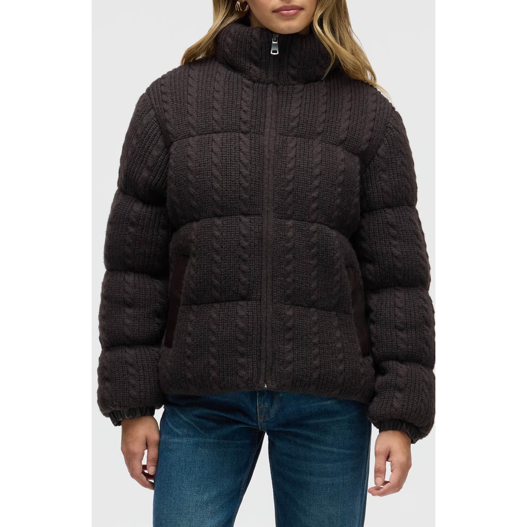 NVLT Cable Stitch Channel Quilted Puffer Jacket in Espresso  product