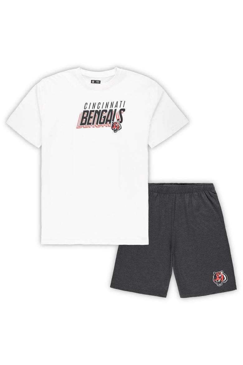 Men's Concepts Sport White/Charcoal Cincinnati Bengals Big & Tall T-Shirt and Shorts Set, Main, color, White