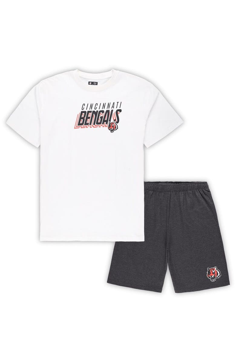 CONCEPTS SPORT Men's Concepts Sport White/Charcoal Cincinnati Bengals Big & Tall T-Shirt and Shorts Set, Main, color, White