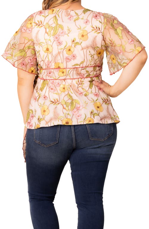 Shop Kiyonna Rosalie Embroidery Wrap Top In Dawn Garden