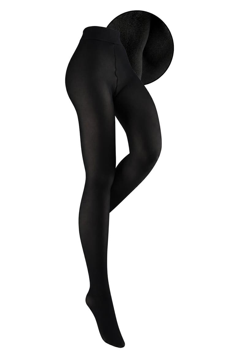 Two Tone Opaque Tights, Main, color, BLACK/ BLACK