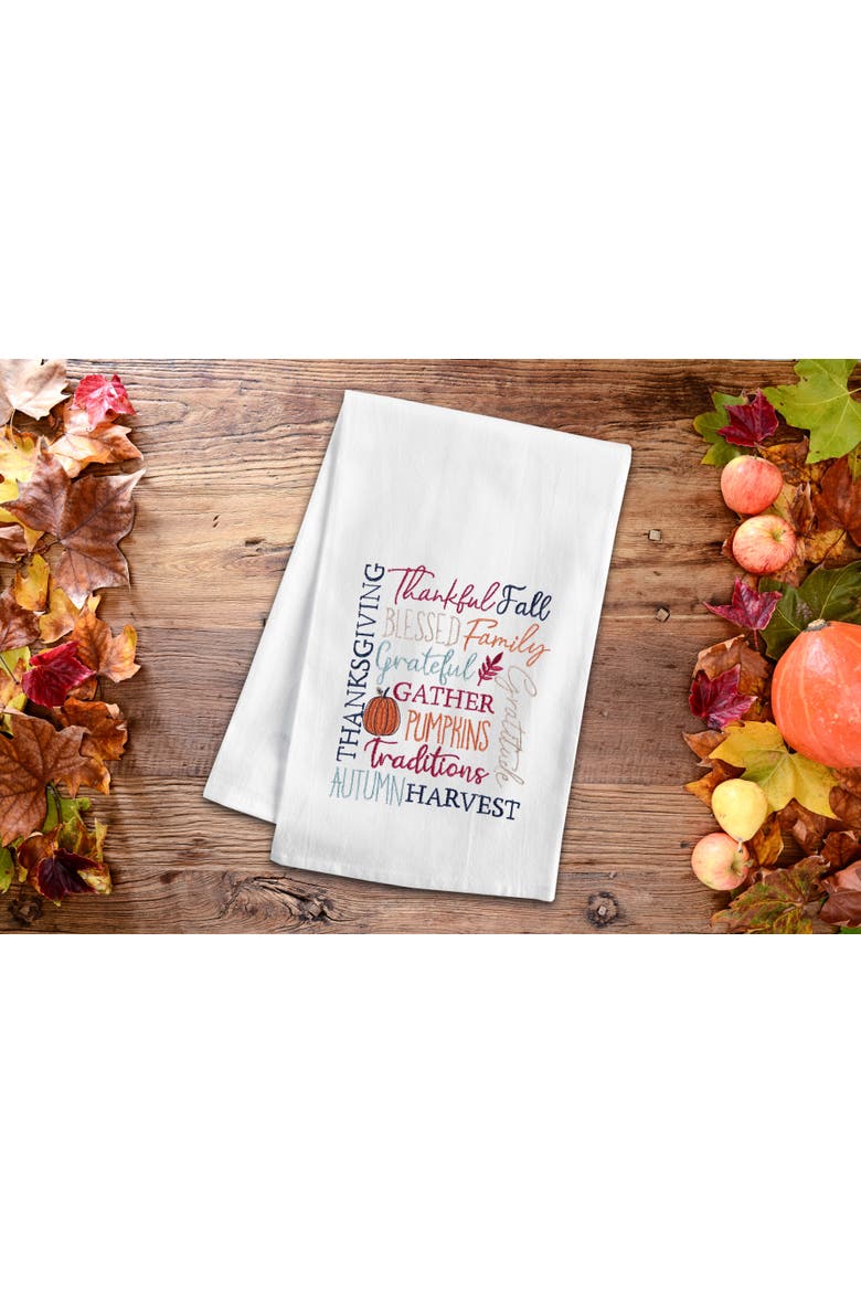 Fall Thankful Blessed Dishtowel, Alternate, color, White